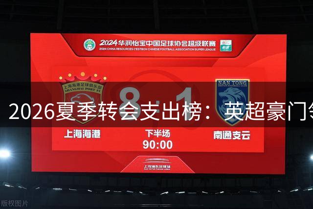 2026夏季转会支出榜：英超豪门领跑，利物浦居首